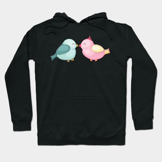 Kissing love birds Hoodie by Montanescu